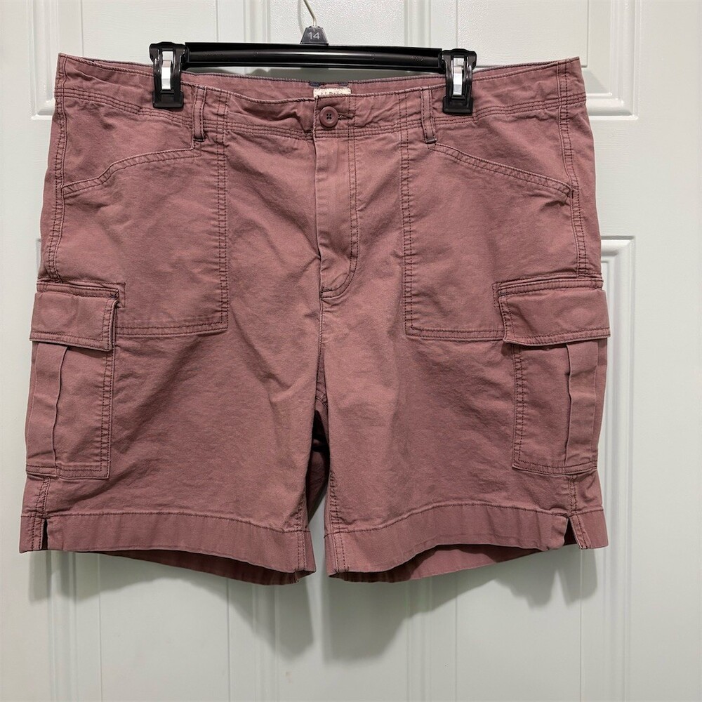 L.L.Bean Womens Cargo Utility Shorts Pink Size 18 Button Fly Flat Front